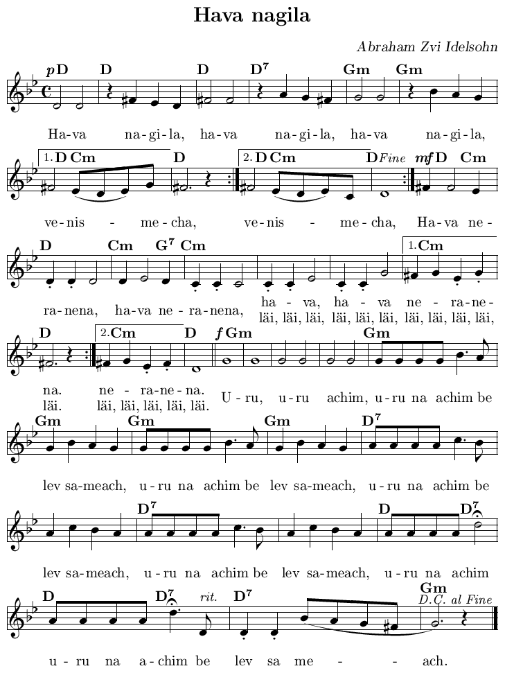 Hava Nagila Sheet Music